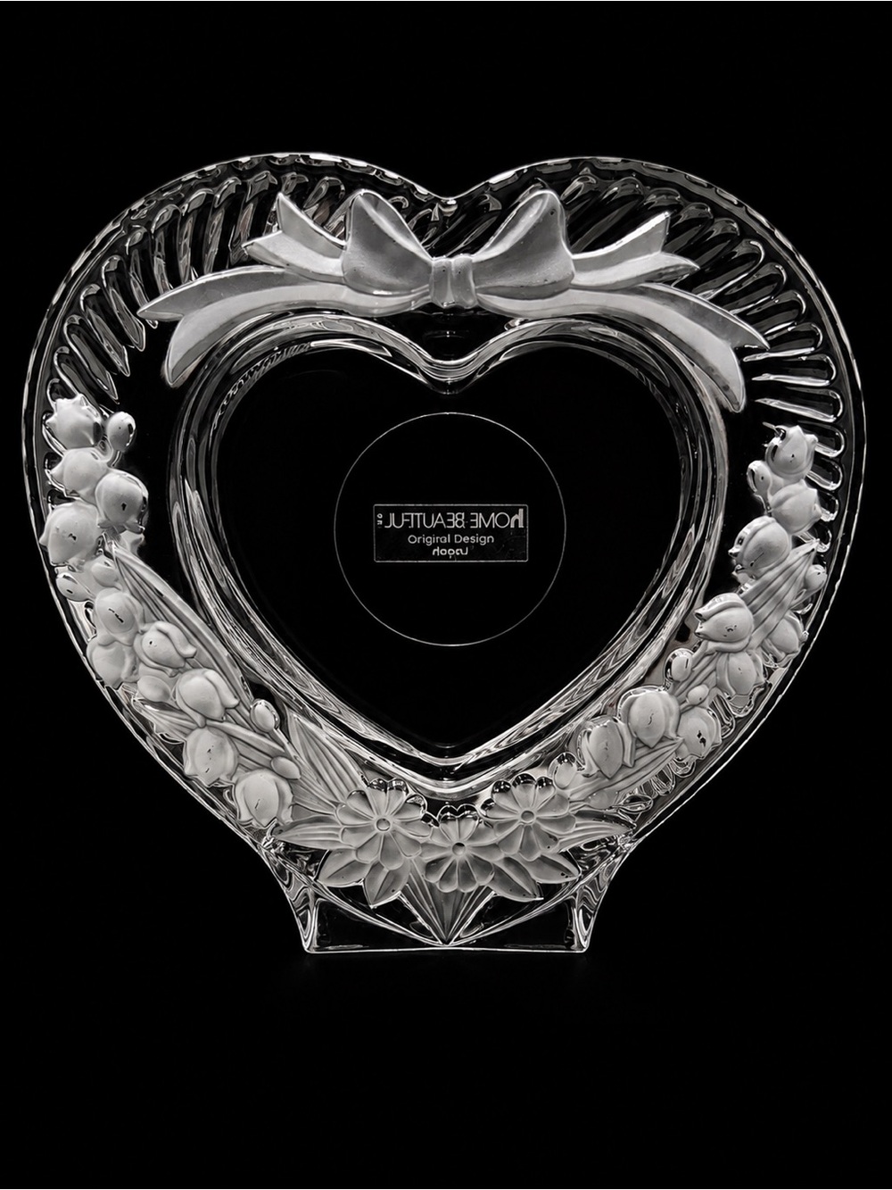 Vintage Home Beautiful Heavy Crystal Heart Photo Frame Japan